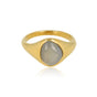 Golden Ring with Organic Shape - Blue Chalcedony