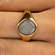 Golden Ring with Organic Shape - Blue Chalcedony