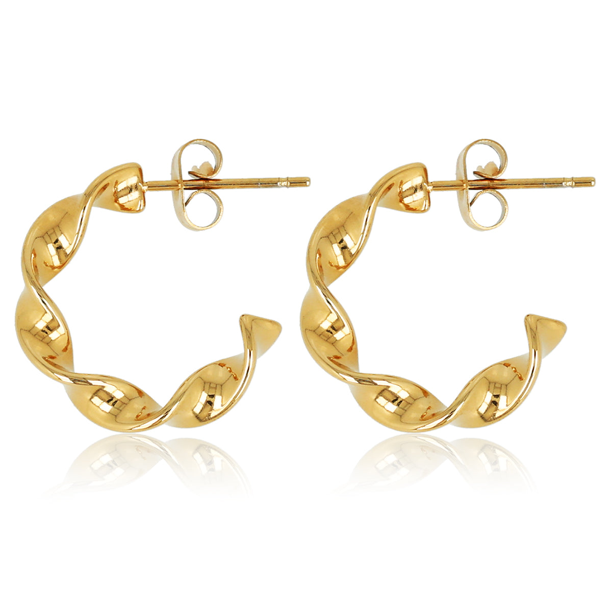 Twisted Gold-Plated Earrings - Stainless Steel & Nickel-Free
