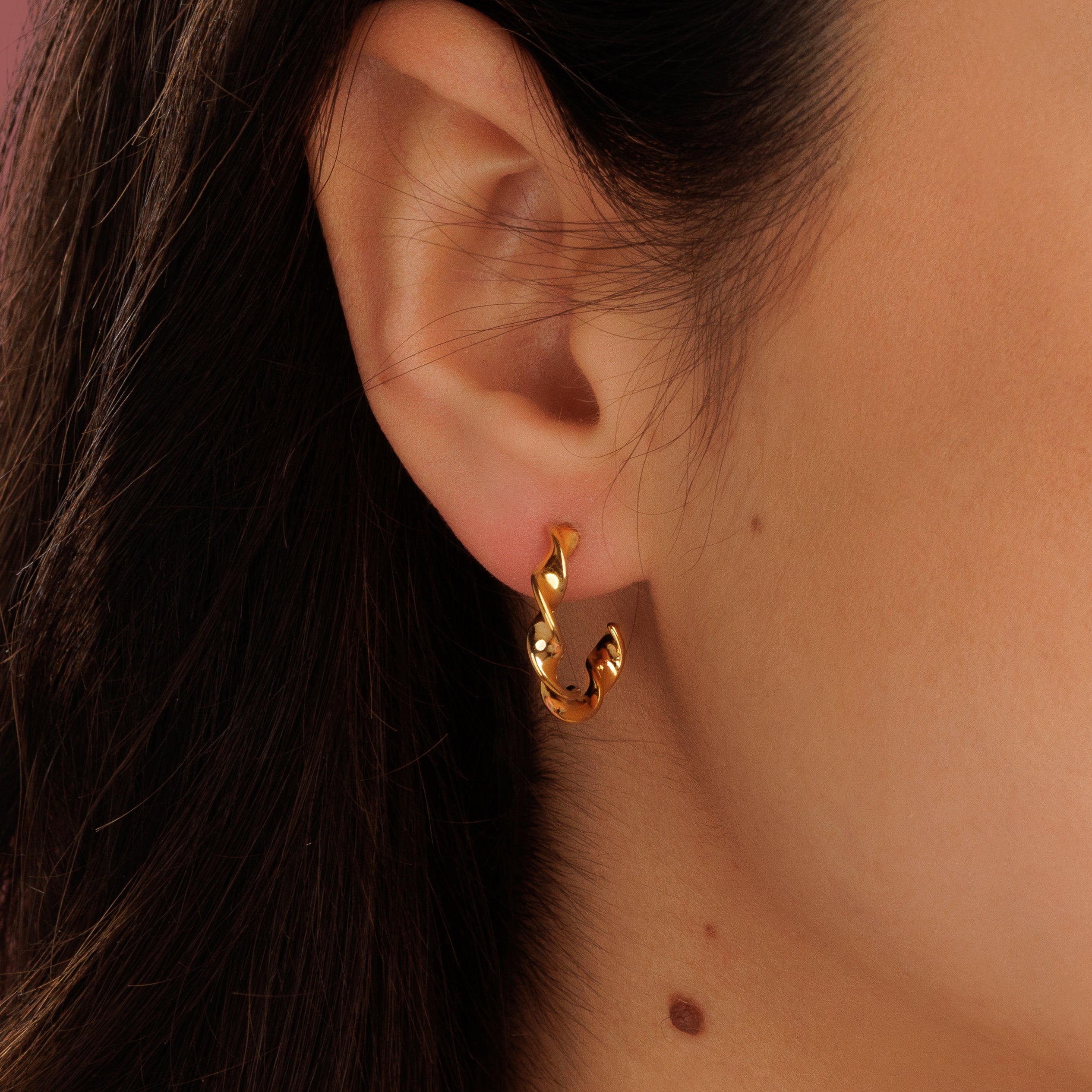 Twisted Gold-Plated Earrings - Stainless Steel & Nickel-Free