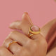 Golden ring - Three Rose Quartz gemstones - Timeless charm