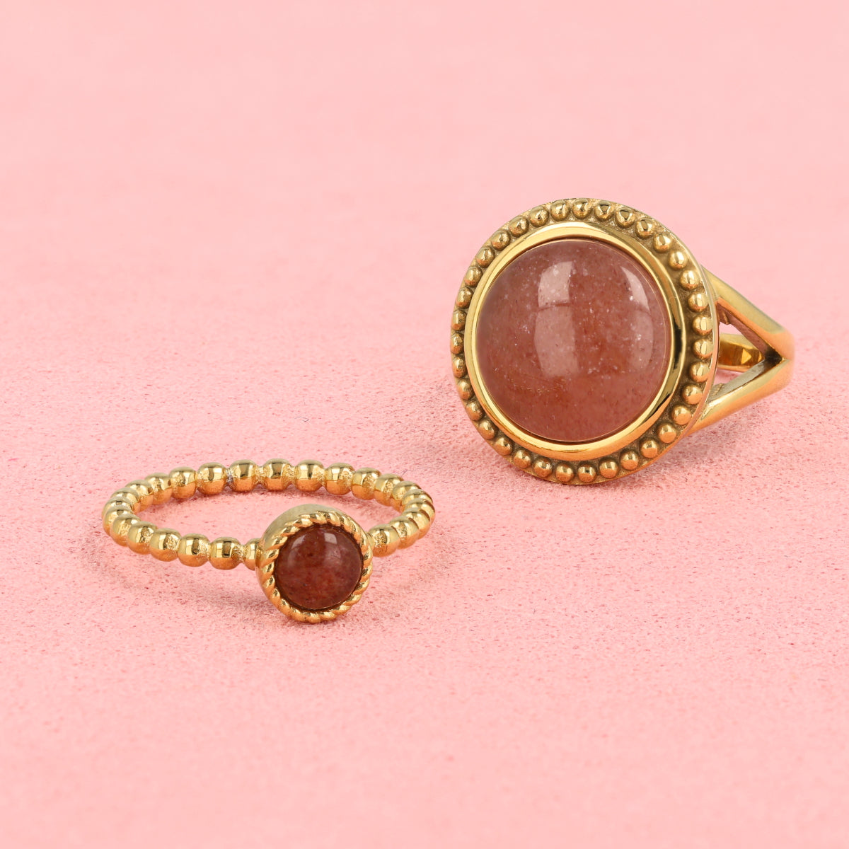 Bolletjes Ring met Ronde Edelsteen • Berry Quartz