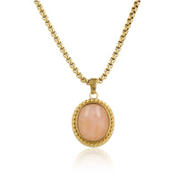 Vintage Ketting met Pink Moonstone Hanger - Goudkleurig & Roze