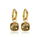 Square Earrings with Crystal Glass Pendants - Gold-Colored & Champagne
