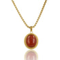 Vintage Ketting met Berry Quartz Hanger - Goudkleurig & Rood