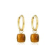Gouden Oorring met Vierkante Hanger van Tiger Eye