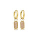 Gouden Oorring met Rechthoekige Hanger van Rose Quartz
