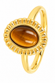 Ring with Oval Gemstone and Ribbed Edge • Tiger Eye