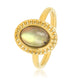 Ring met Ovale Edelsteen en Ribbelrand • Labradoriet