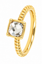 Ridged Ring with Square Glass Stone • Crystal