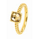 Ribbed Ring with Square Glass Stone • Smoky Topaz