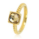 Geribbelde Ring met Vierkante Glassteen • Smoky Topaz