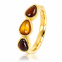 Teardrop Ring with Gemstones • Tiger Eye, Brown Quartz & Agate