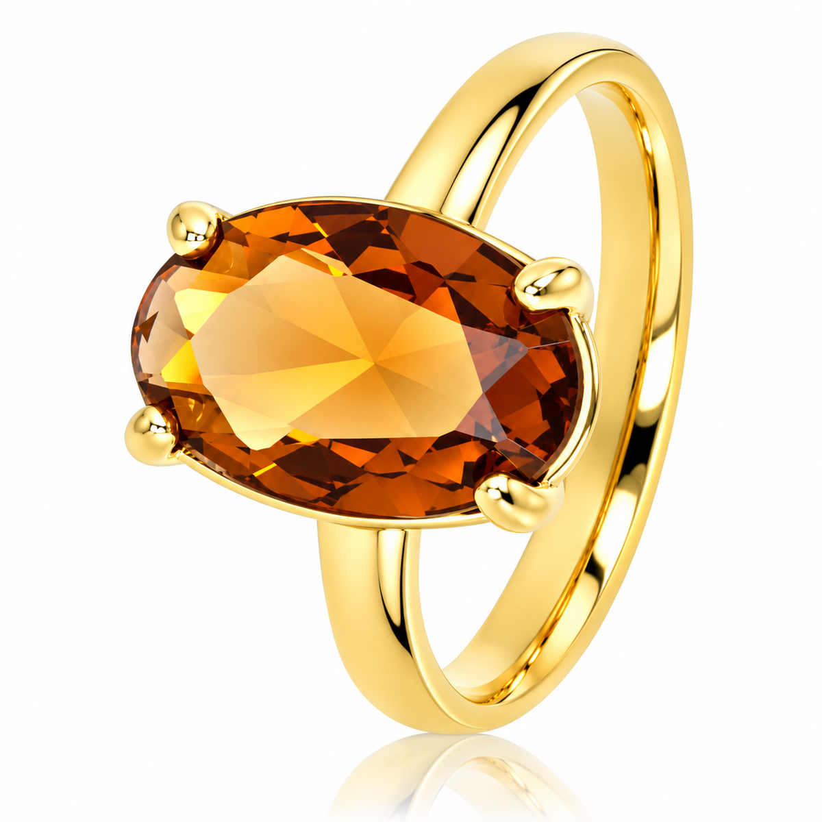 Ring with Oval Zirconia • Brown
