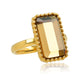 Ring met Rechthoekige Glassteen en Bolletjesrand • Smoky Topaz