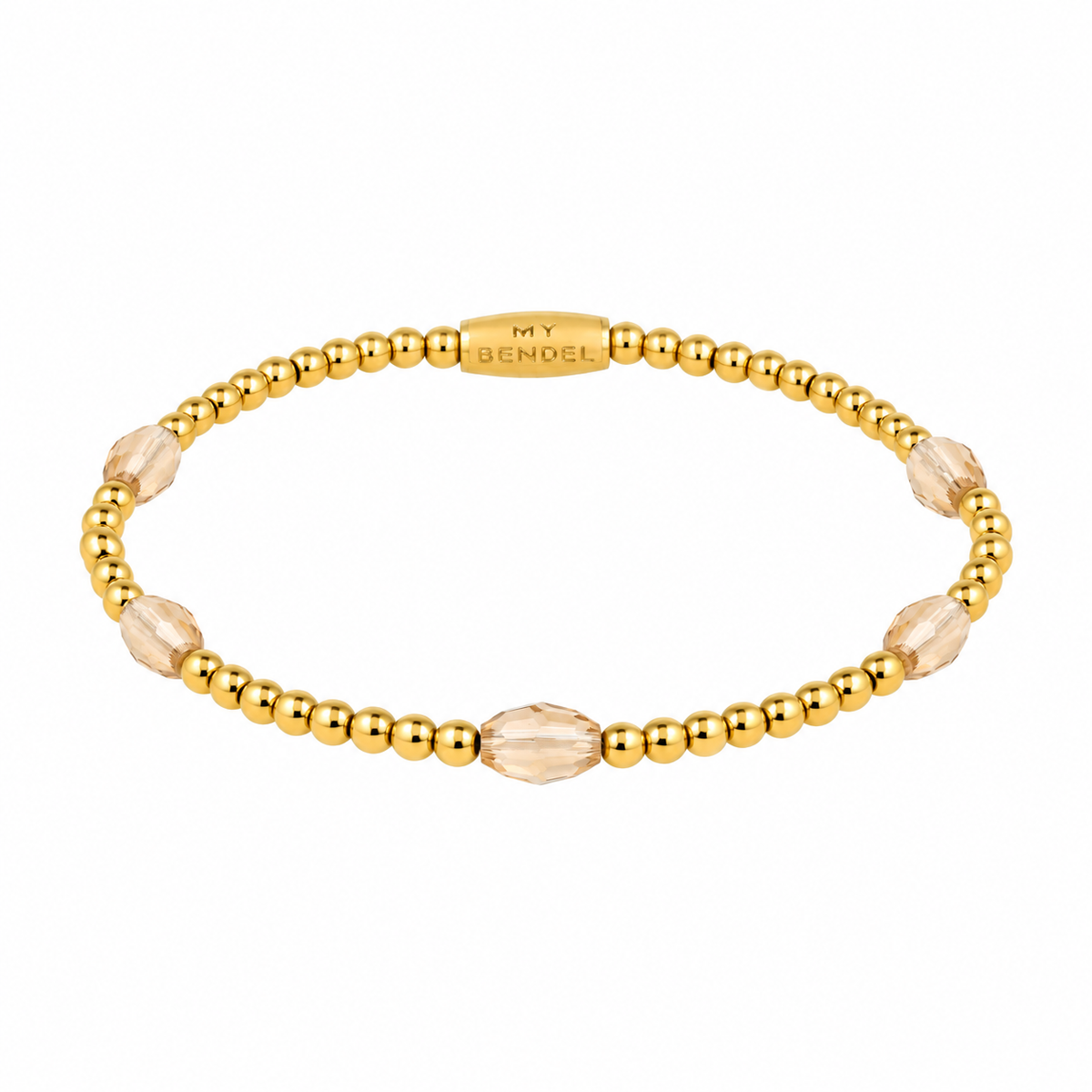 Armband mit facettierten ovalen Perlen • Champagner