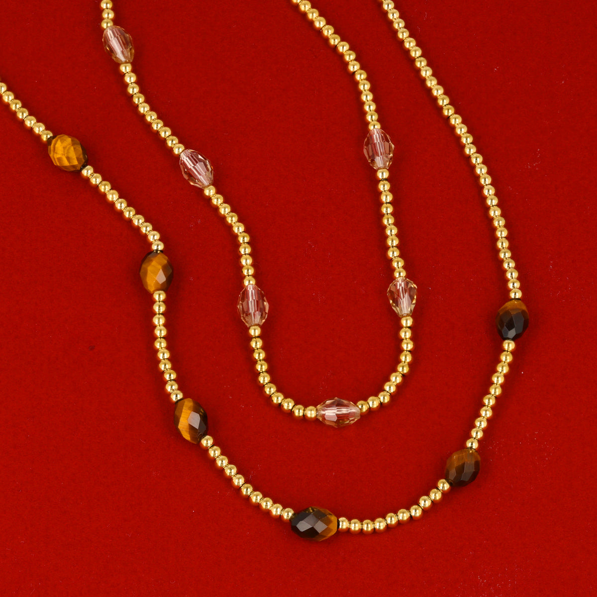 Edelstenen Ketting met Facetgeslepen Ovale Kralen • Tiger Eye