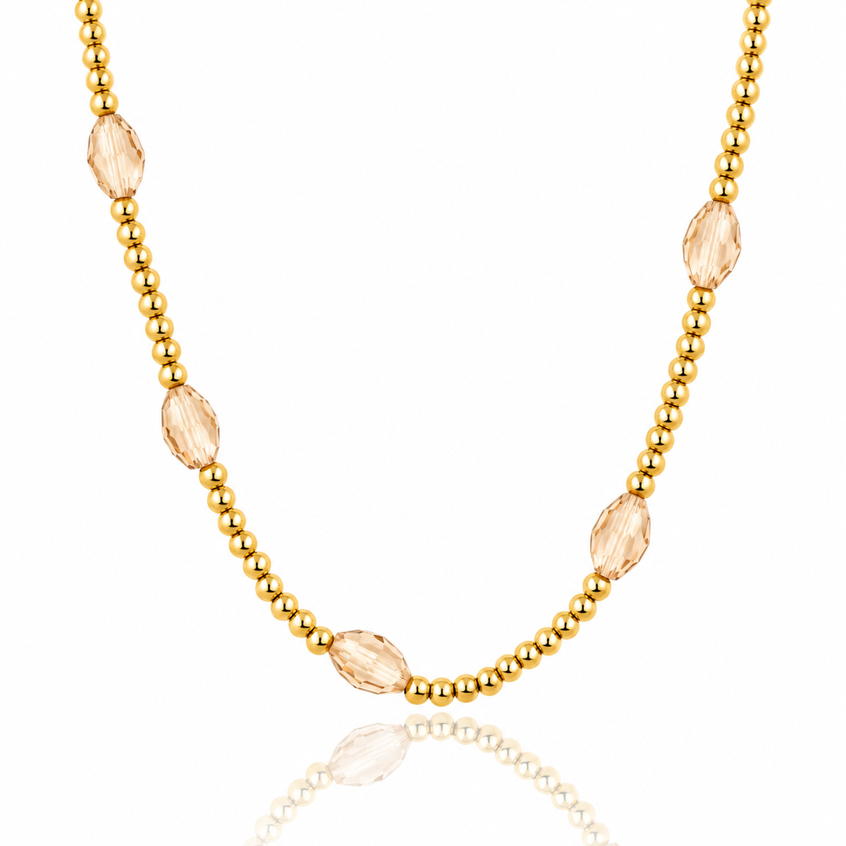 Necklace with Faceted Oval Beads • Champagne