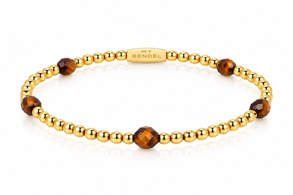 Edelstenen Armband met Facetgeslepen Ovale Kralen • Tiger Eye