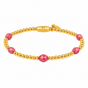 Gemstone Bracelet with Faceted Oval Beads • Rhodonite