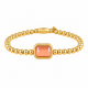 Armband mit rechteckigem Edelstein und geriffeltem Rand • Pinker Mondstein