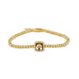 Armband met Vierkante Glassteen & Zirkonia • Smoky Topaz