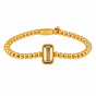 Bracelet with Rectangular Glass Stone and Beaded Edge • Smoky Topaz