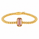 Bracelet with Rectangular Glass Stone and Beaded Edge • Ruby Wine