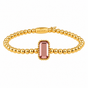 Bracelet with Rectangular Glass Stone and Beaded Edge • Ruby Wine