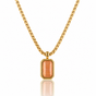 Ketting met Rechthoekige Edelsteen en Ribbelrand • Pink Moonstone