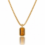 Ketting met Rechthoekige Edelsteen en Ribbelrand • Tiger Eye