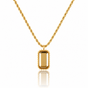 Necklace with Rectangular Glass Stone and Beaded Edge • Smoky Topaz