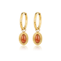 Oorbellen met Ovale Edelsteen en Ribbelrand • Berry Quartz