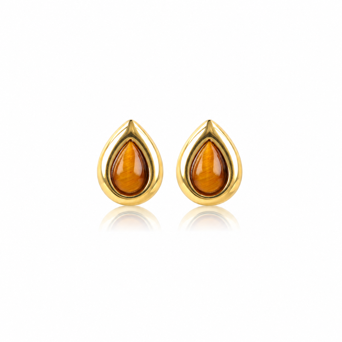 Druppel Studs met Edelsteen • Tiger Eye