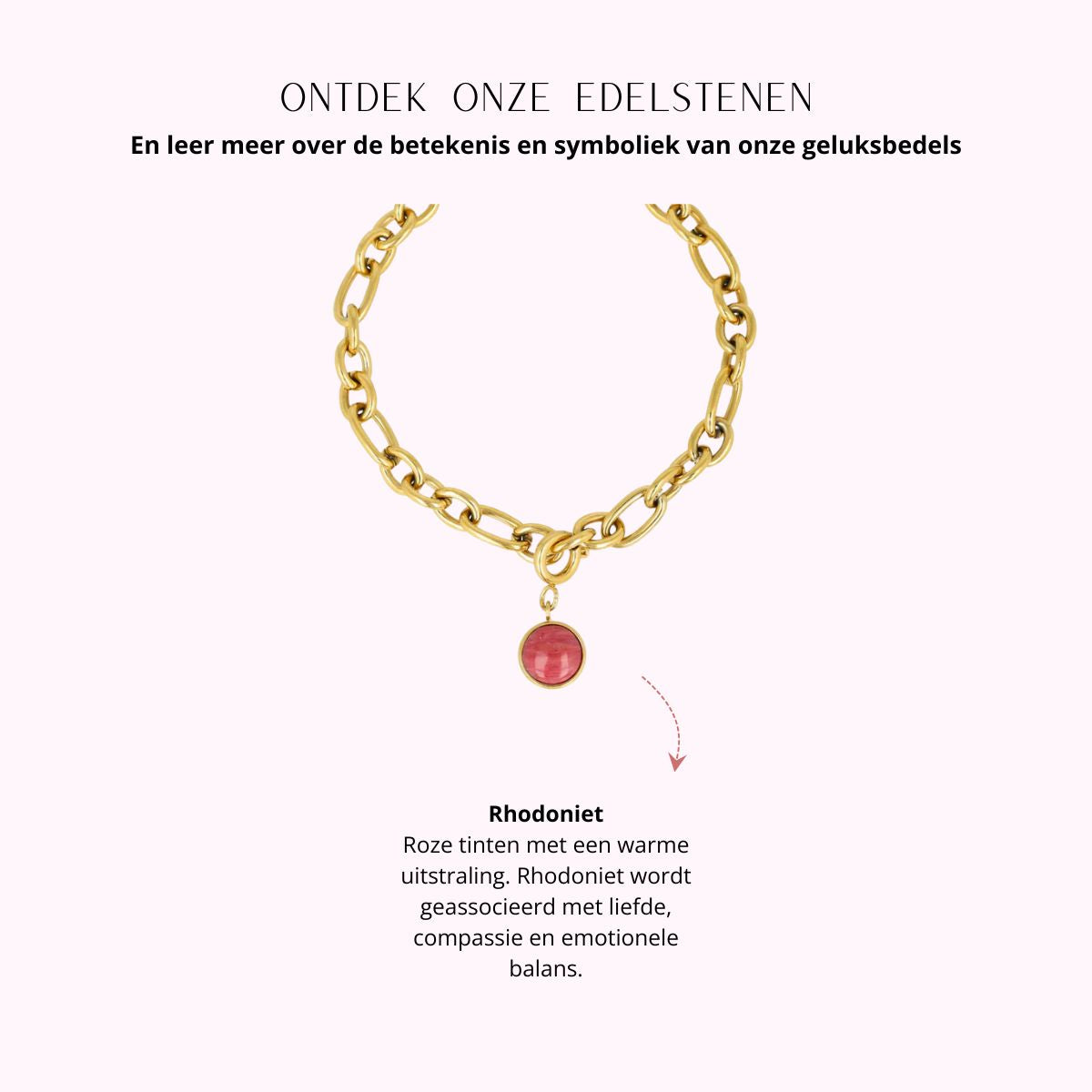 Armband met Rhodonite - Geboortesteen Juli