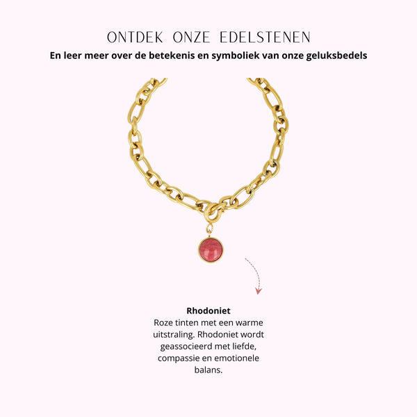 Armband met Rhodonite - Geboortesteen Juli