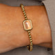 Bracelet with Rectangular Gemstone and Ridged Edge • Pink Moonstone