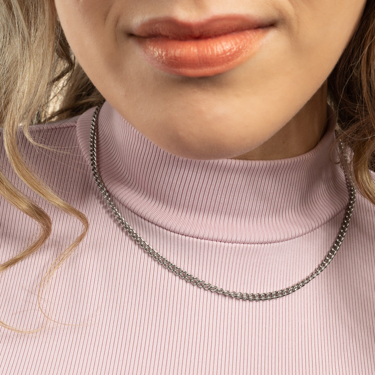 Stoere zilveren ketting met 4 mm grove schakels