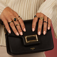 Zwarte Keramieken Ring met Goudaccent en Zirkonia - My Bendel
