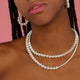 Double chain with large and small white pearls