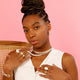 Double chain with large and small white pearls