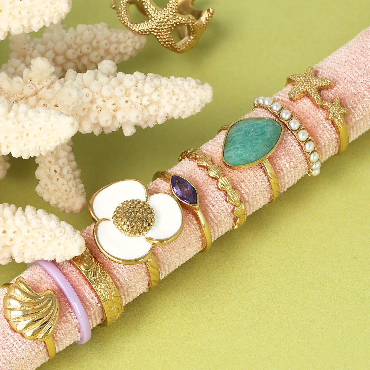 Golden ring - Amazonite gemstone - Unique and elegant