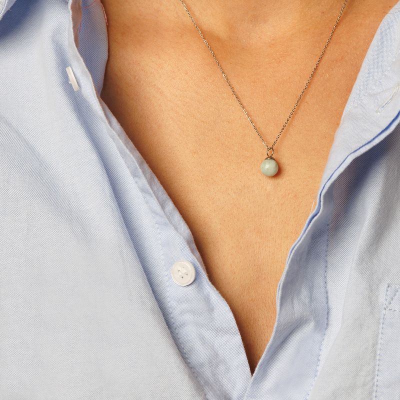 Zilveren ketting met ronde Amazonite edelsteen