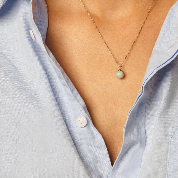 Zilveren ketting met ronde Amazonite edelsteen