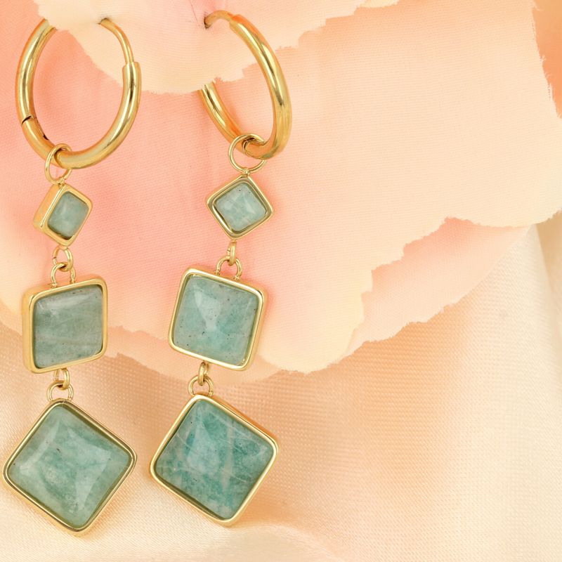 Elegante Gouden Oorbellen met Amazonite Edelstenen