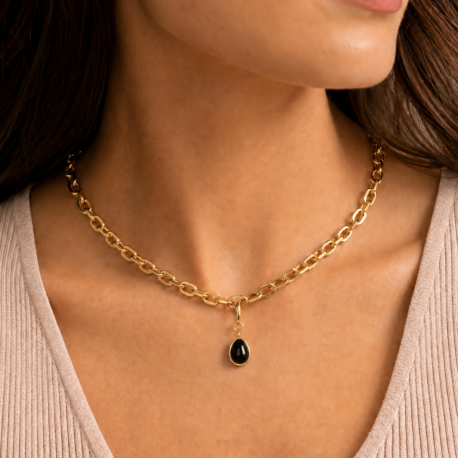 Halskette mit Onyx - Geburtsstein Dezember