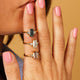 Gouden ring - Blauwe steen - Zirkonia accenten