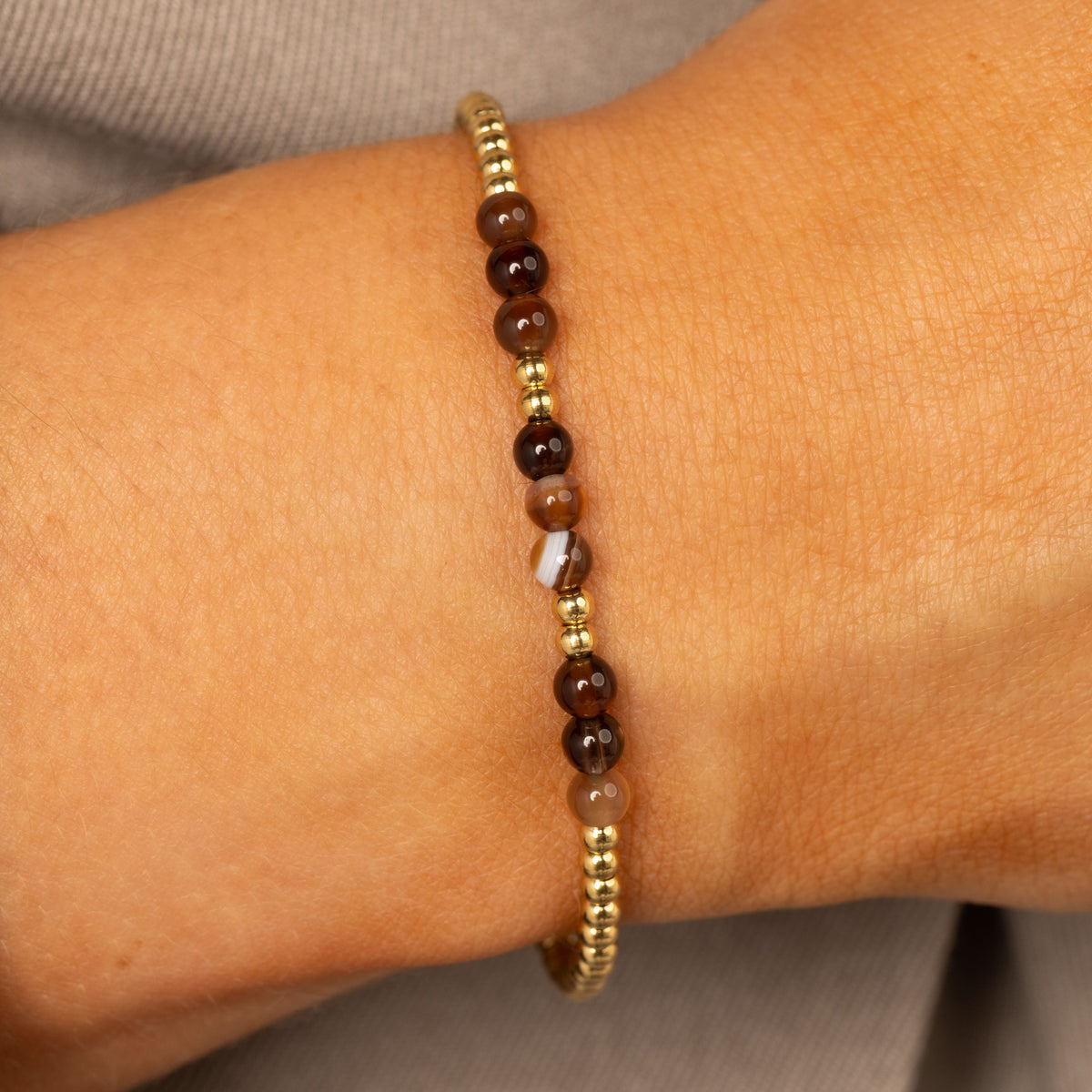 Bracelet with Faceted Gemstone Beads • Brown Agate