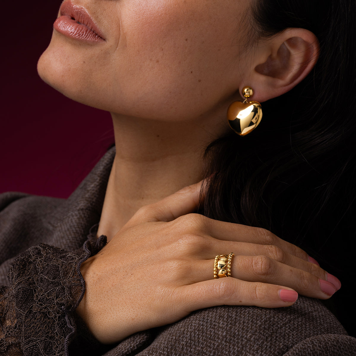 Gouden ringenset met hartenring. Stijlvol en elegant. Inclusief 1 jaar garantie.