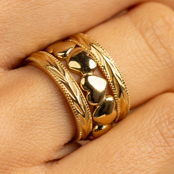 Goldenes Ring-Set Herzen